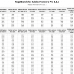 Table of raw results in Premiere Pro.