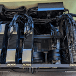 Top down photo of 1-7x NVIDIA GeForce RTX 4090 in mining rack