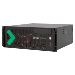 Sliger 4U with Puget front panel and transparent background