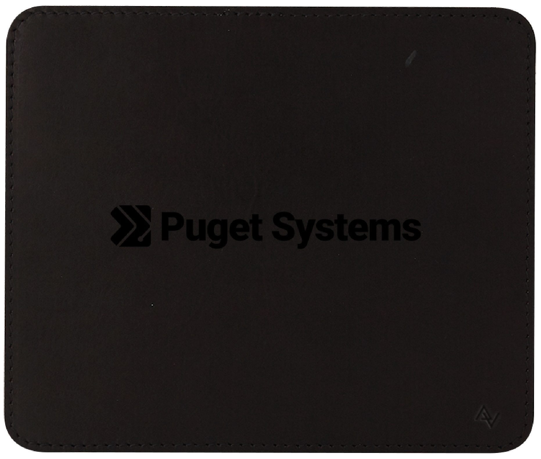 Black Leather Mouse Pad with Debossed Puget Systems Logo