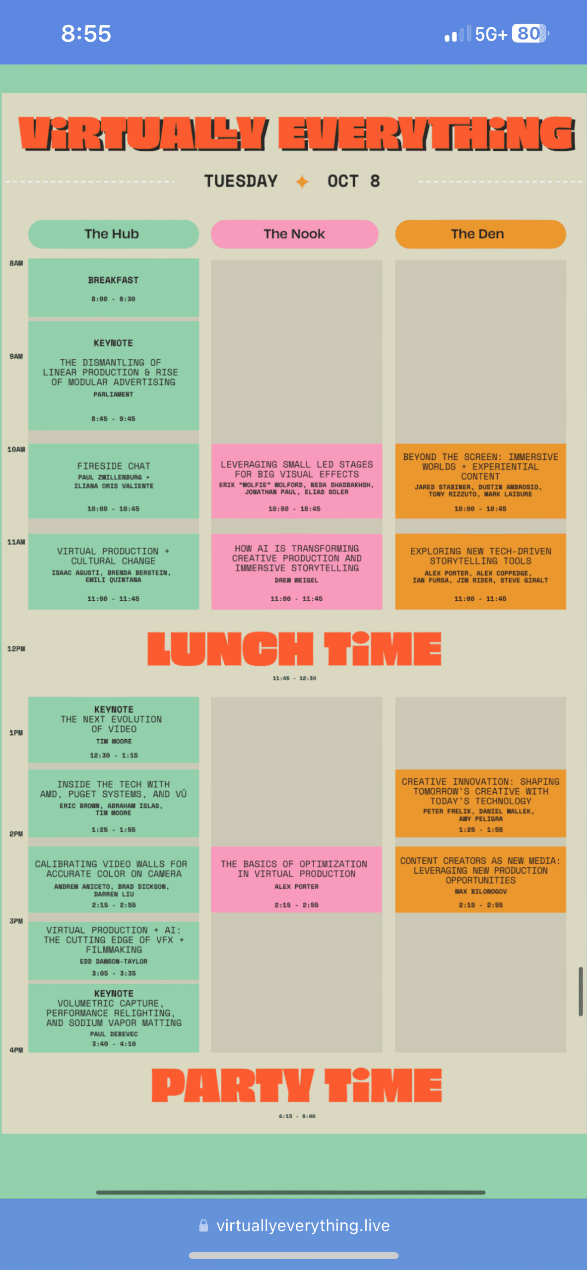 Screenshot of the Virtually Everything Summit 2024 Schedule