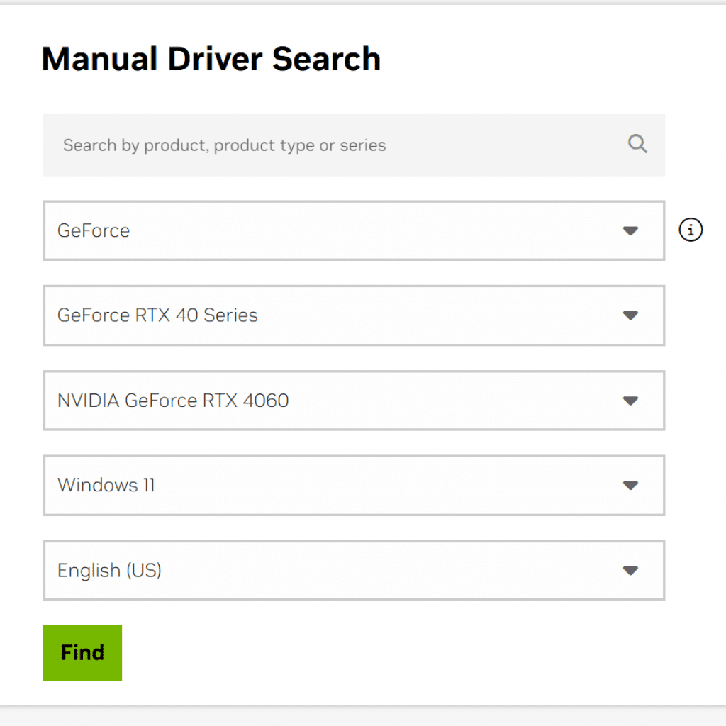 Manual driver search box