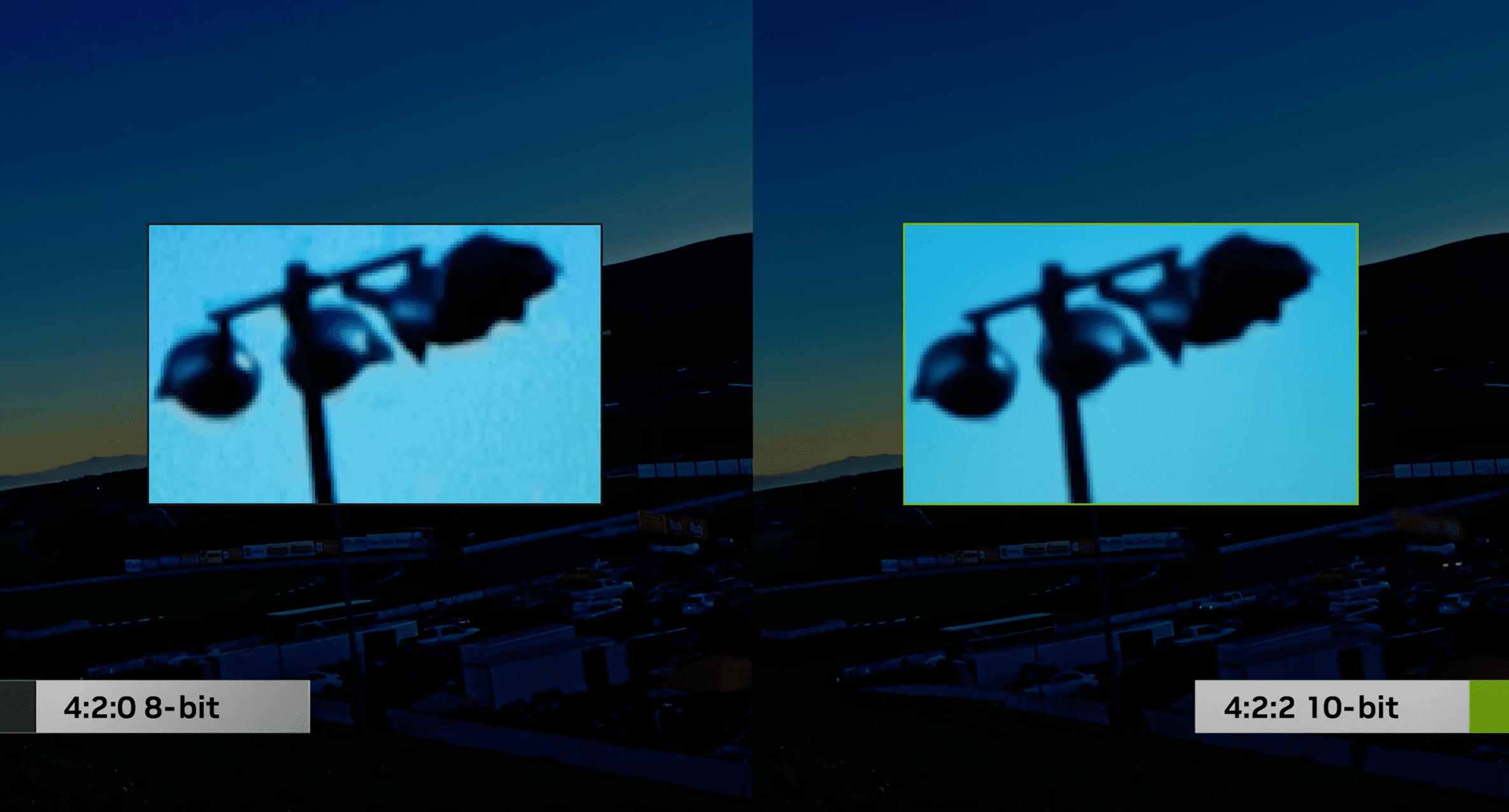 An image showing the quality differences between 8-bit 4:2:0 and 10-bit 4:2:2