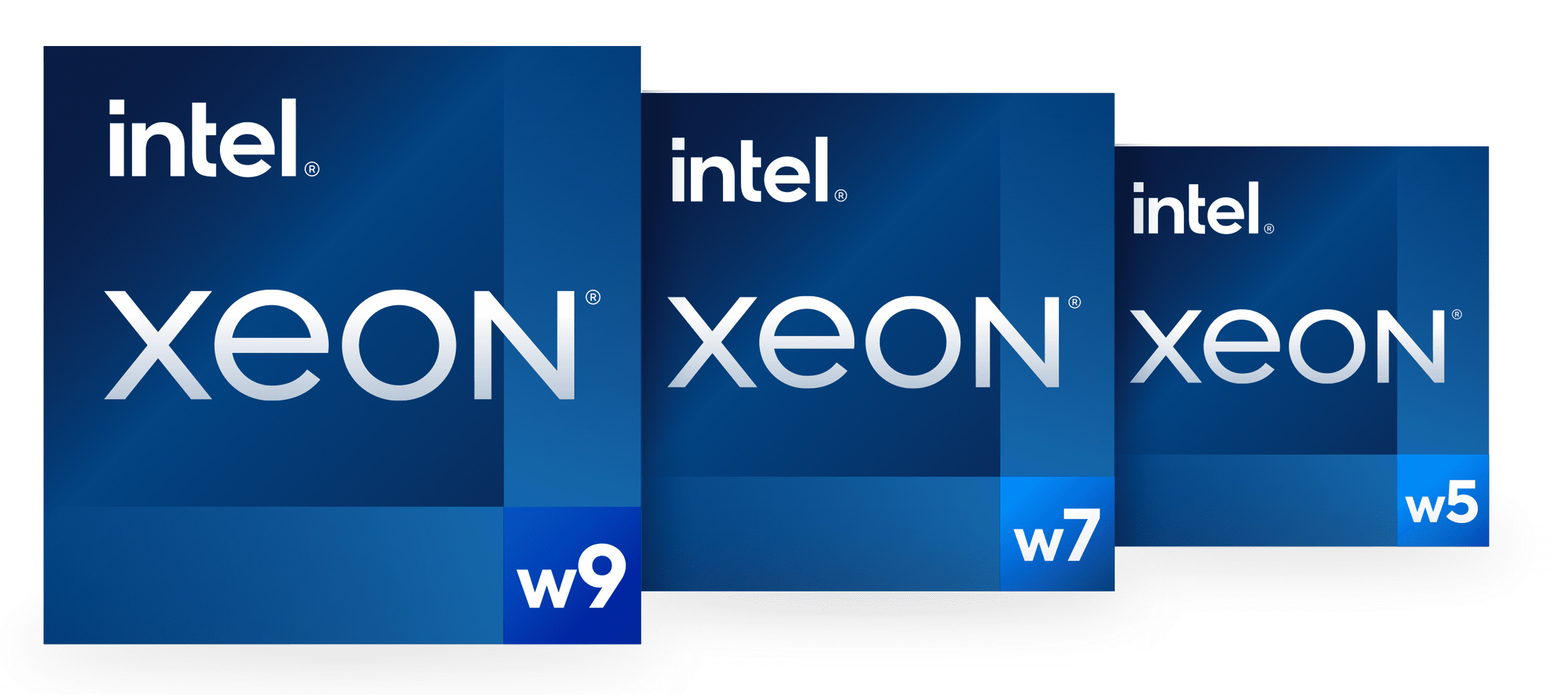 Image of Intel Xeon W series processor product badges.