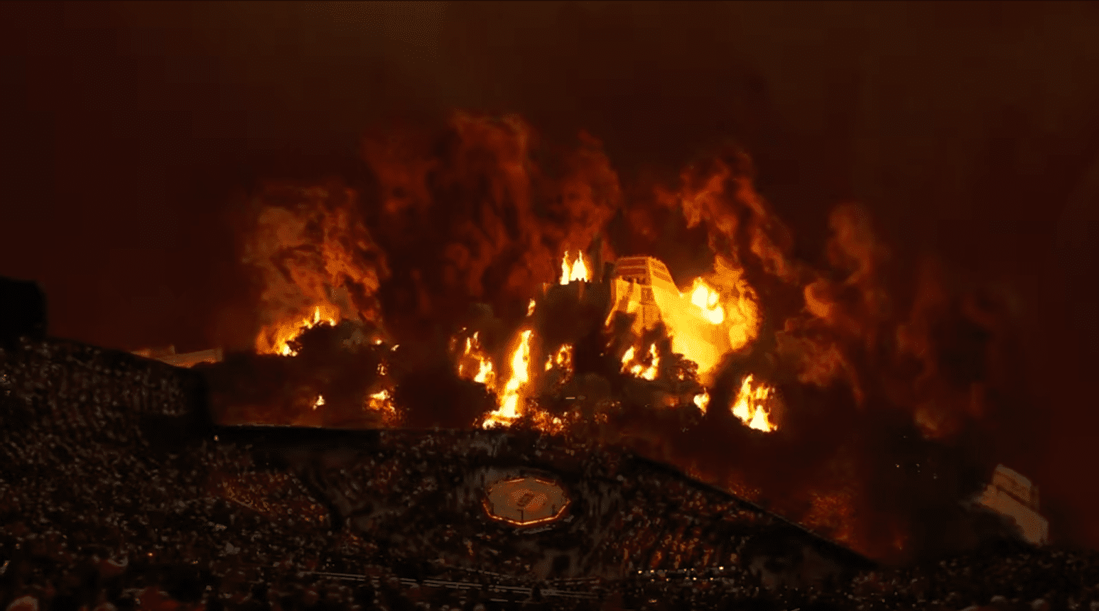 Screenshot of a 360 panoramic simulation shot in Houdini created by Saad Moosajee for The Sphere in Las Vegas