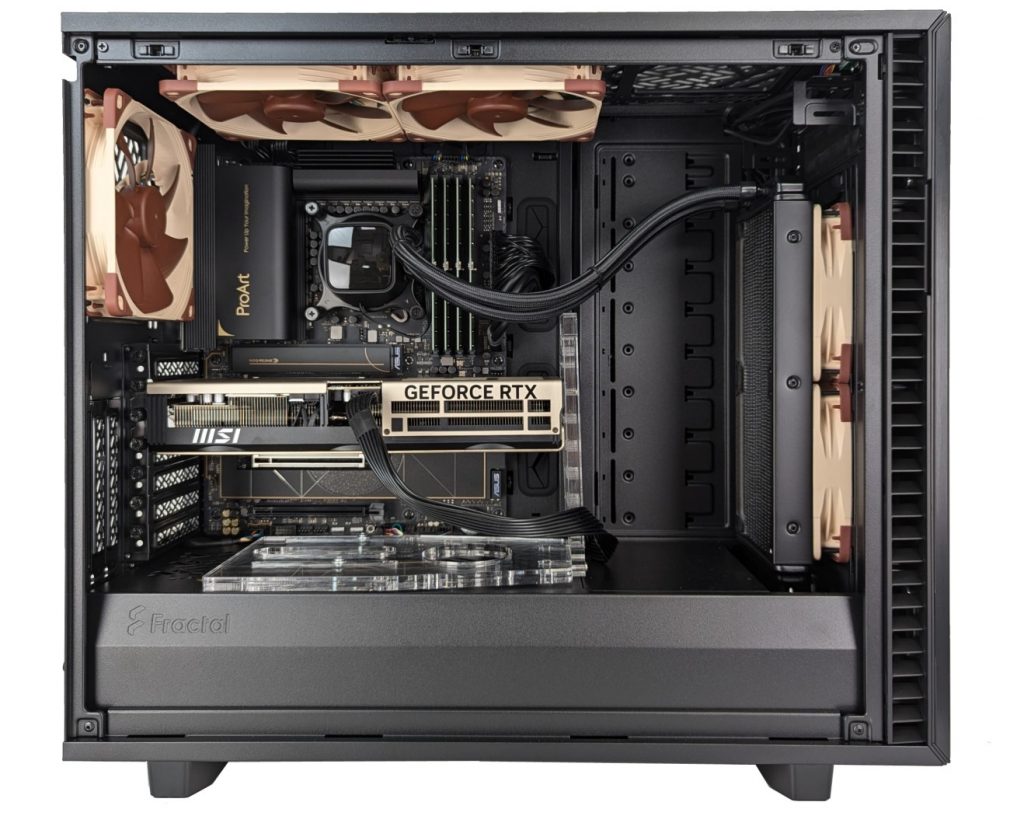 Interior of Mob Entertainment Workstation Built by Puget Systems in Define 7 Chassis