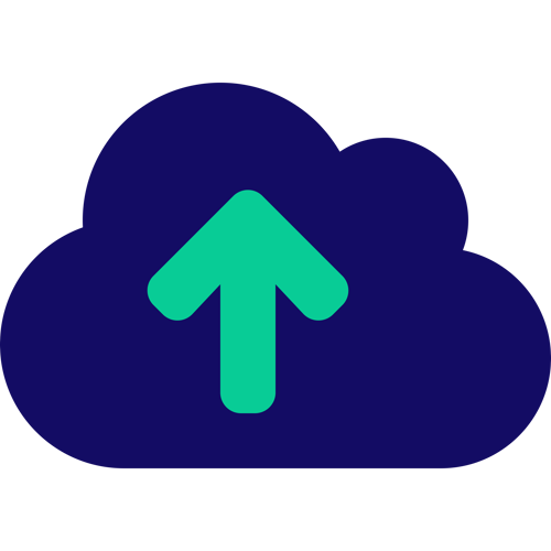 Cloud Icon in Puget Blue with Up Arrow in Puget Green