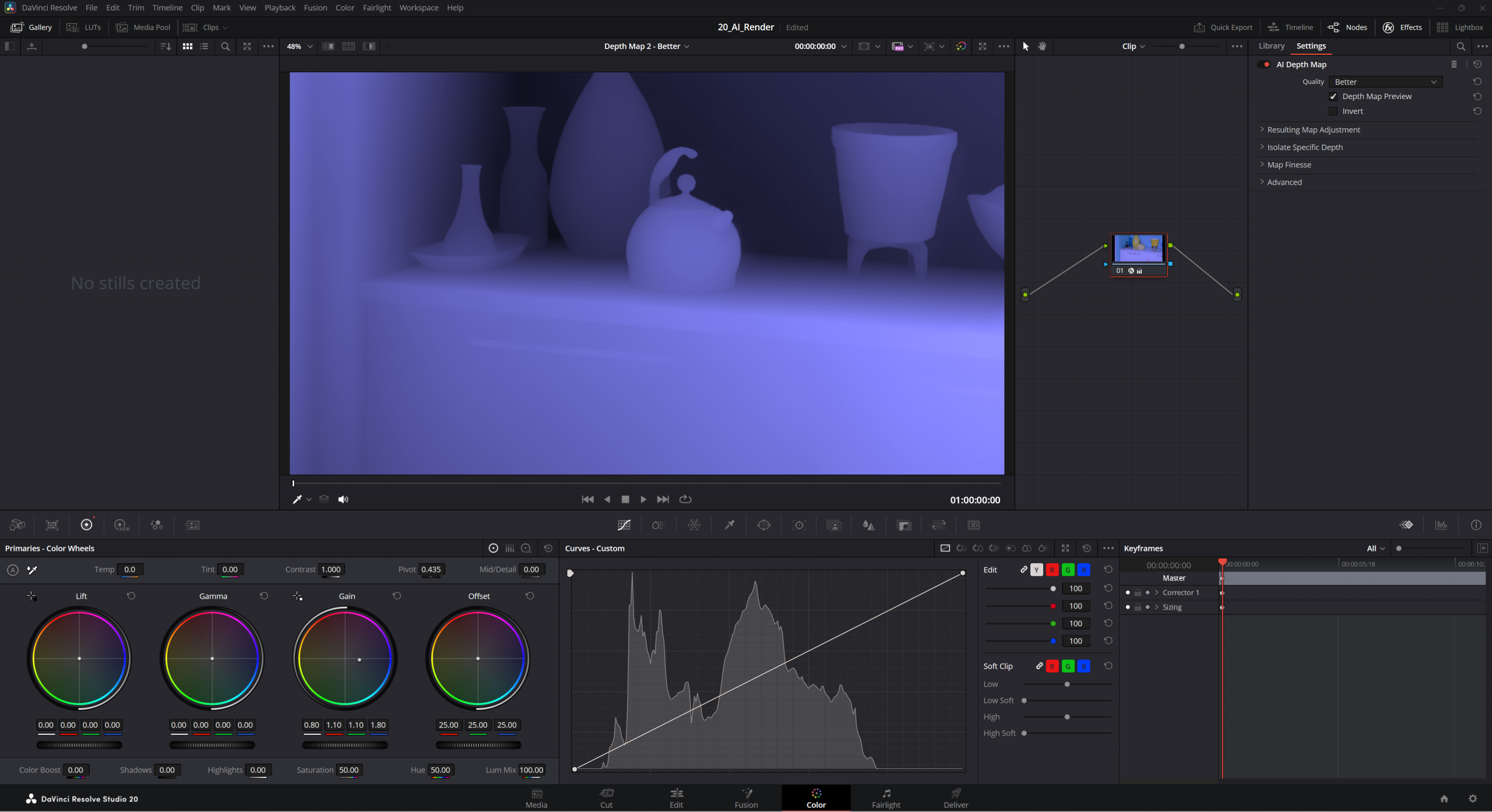 Puget Bench for DaVinci Resolve 2.0 AI Depth Map screenshot