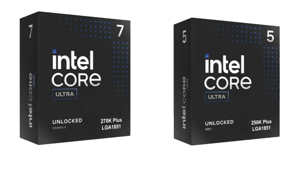 Intel Core Ultra 7 270K Plus and 5 250K Plus Retail Boxes