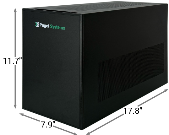 SUGO 17 Chassis with Puget Systems Branding Dimensions