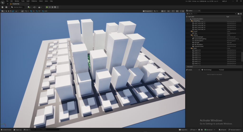 the first result of AI attempting to create a greybox procedural generated city.