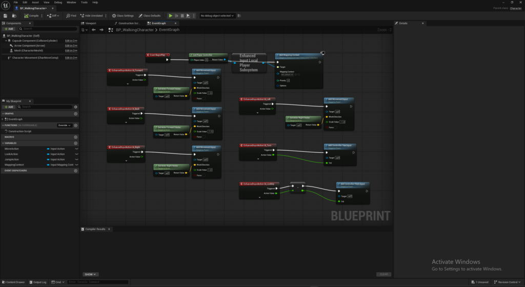 the player control blueprint created by AI that did not allow the player to control the camera.