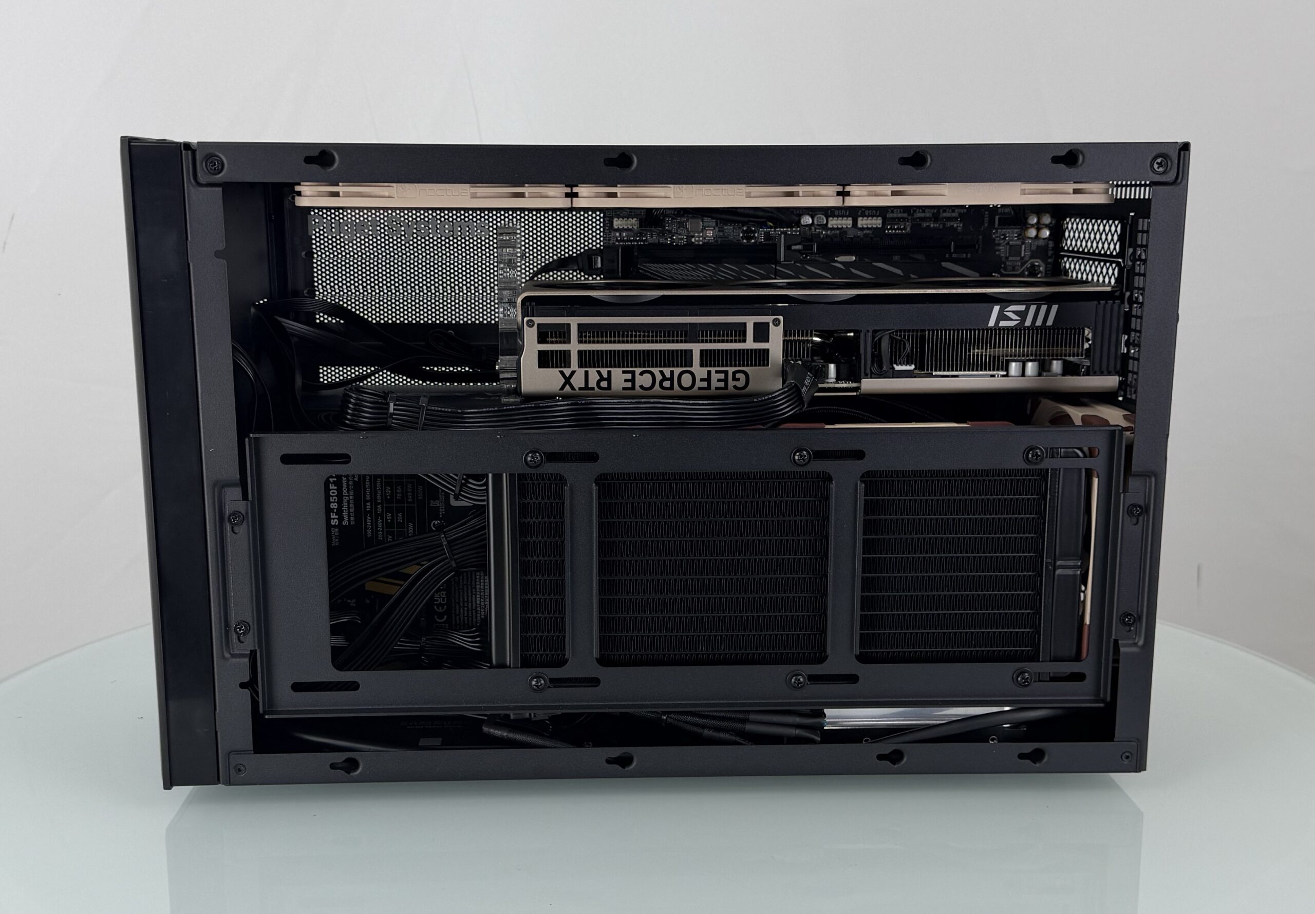 Interior of Workstation Built in the SUGO 17 Chassis with AIO Liquid Cooler