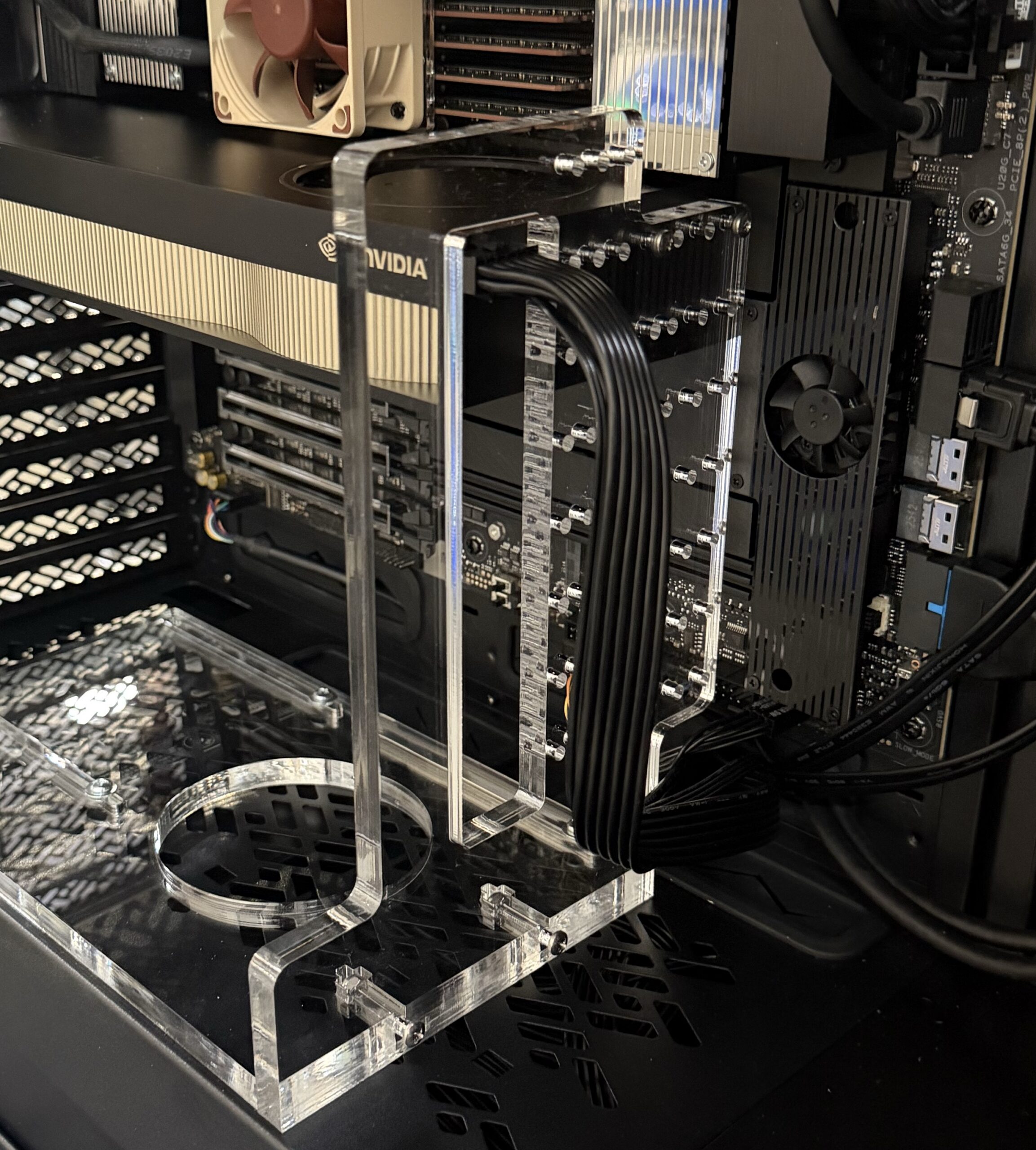 Close-Up of Acrylic GPU Bracing Inside the SUGO 17 Chassis