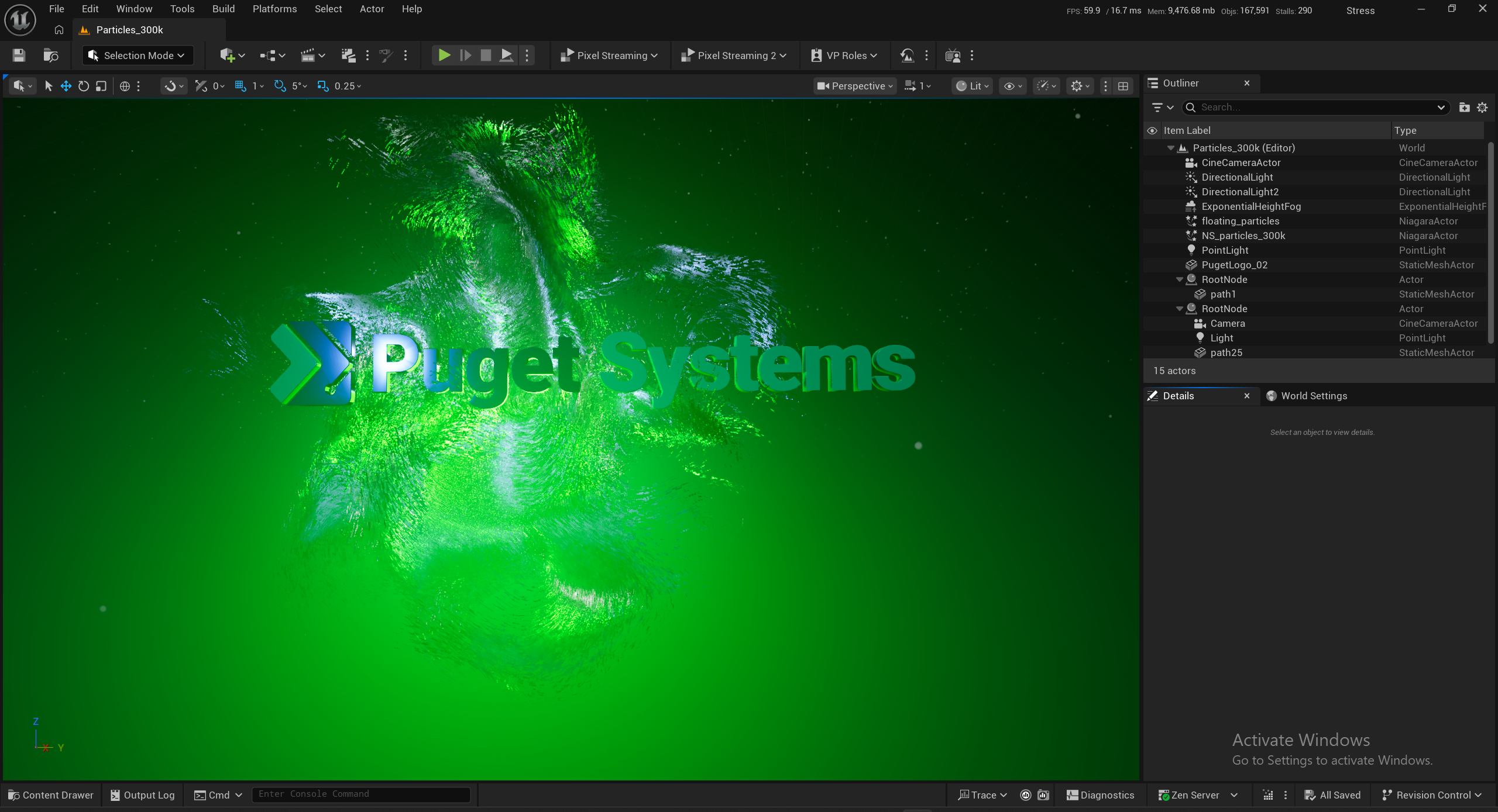 Screenshot of Unreal Engine's Particle system