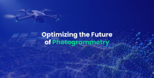 Featured Image for Pix4Dmatic Gaussian Splats GPU Performance Article with Text Overlaid on Blue Background with Camera Drone