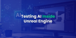 Testing AI Inside Unreal Engine Text Overlaid on Blue-tinted Background