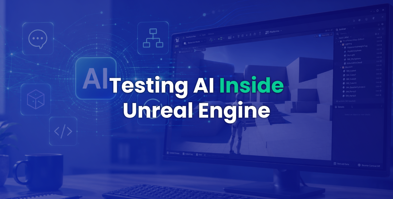 Testing AI Inside Unreal Engine Text Overlaid on Blue-tinted Background