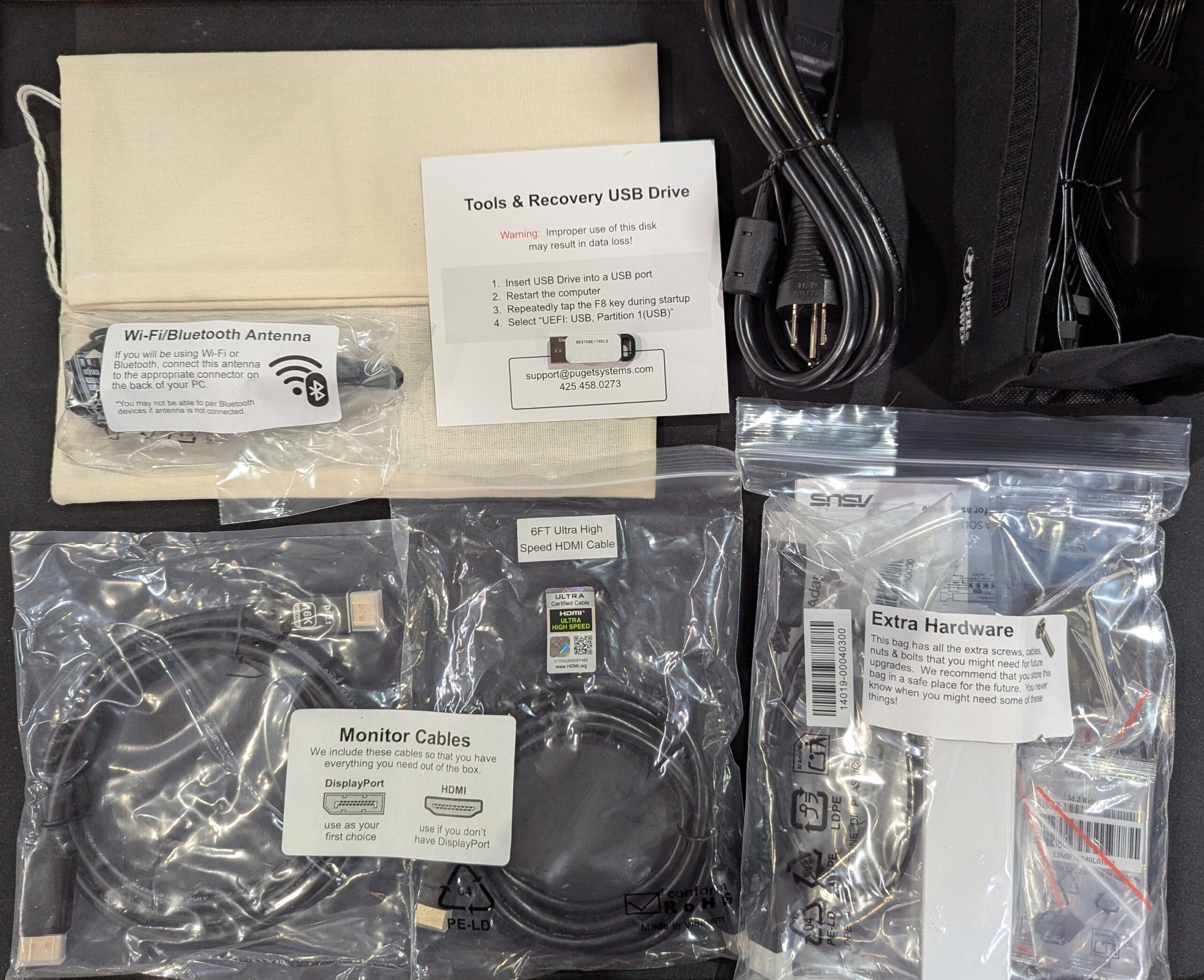 Puget Systems Accessory Box Contents