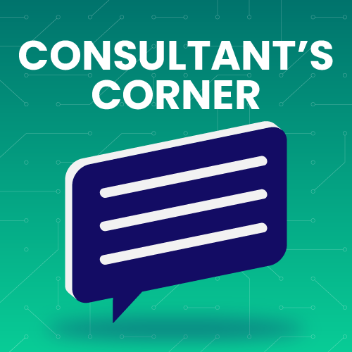 Puget Systems Consultants Corner Blog Series Logo on Green Background