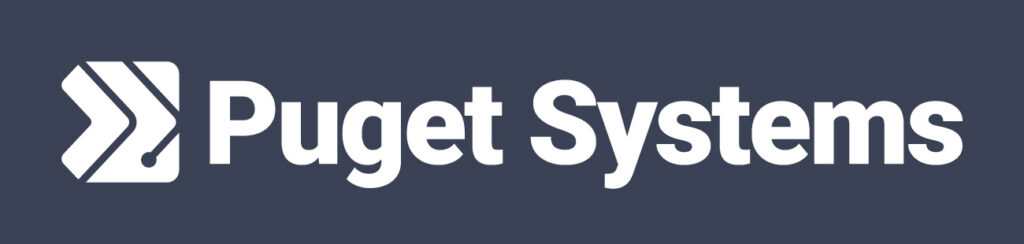 Puget Systems Primary Logo in White for Low Contrast Backgrounds